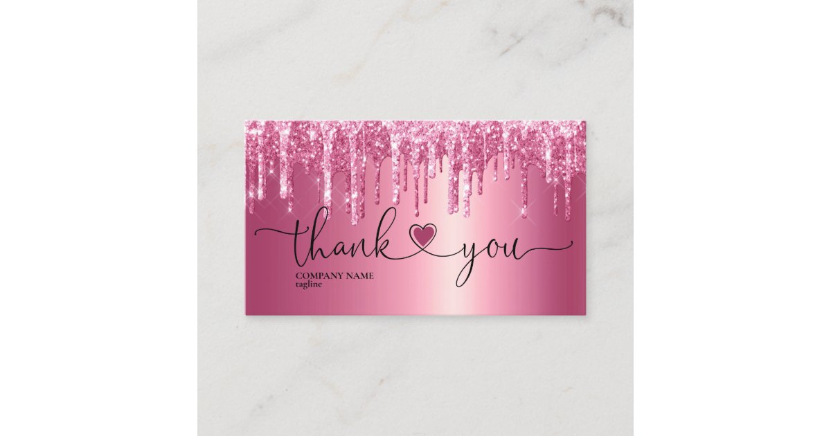 modern script blush pink heart thank you for order business card | Zazzle