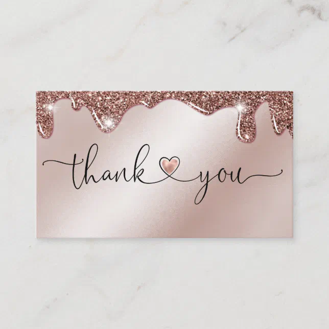 modern script blush pink heart thank you for order business card | Zazzle