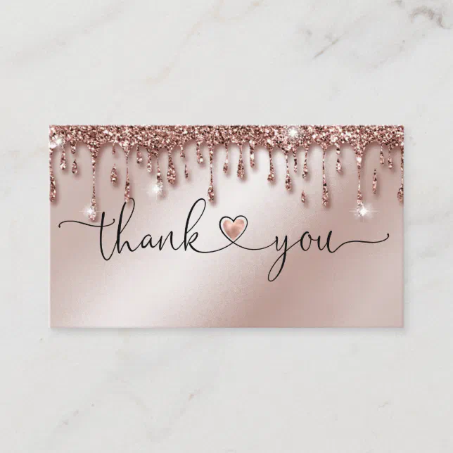 modern script blush pink heart thank you for order business card | Zazzle