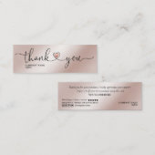 modern script blush pink heart thank you for order mini business card ...