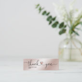 modern script blush pink heart thank you for order mini business card ...