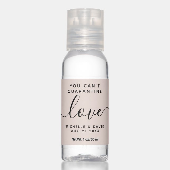 Modern Script Blush Pink Minimal Wedding Favor Hand Sanitizer (Front)