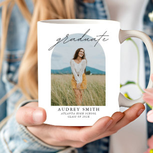 Modern Script Boho Arch 2 Photo Graduation Gifts Coffee Mug