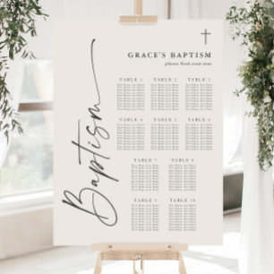 Modern Script Boho Baptism Seating Chart Foam Board