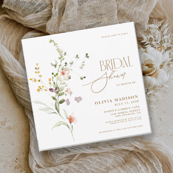 Modern Script Boho Flower Garden Bridal Shower Invitation by designcurvestudios at Zazzle
