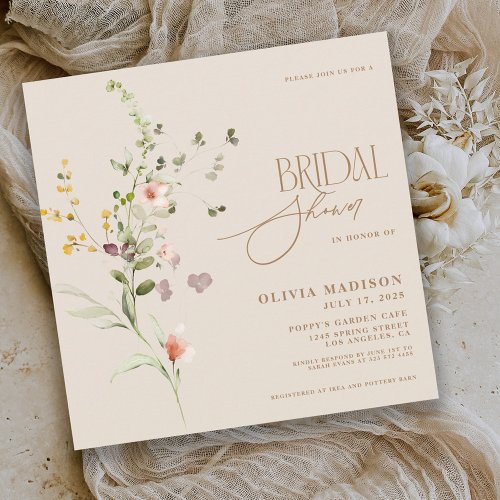 Modern Script Boho Flower Garden Invitation