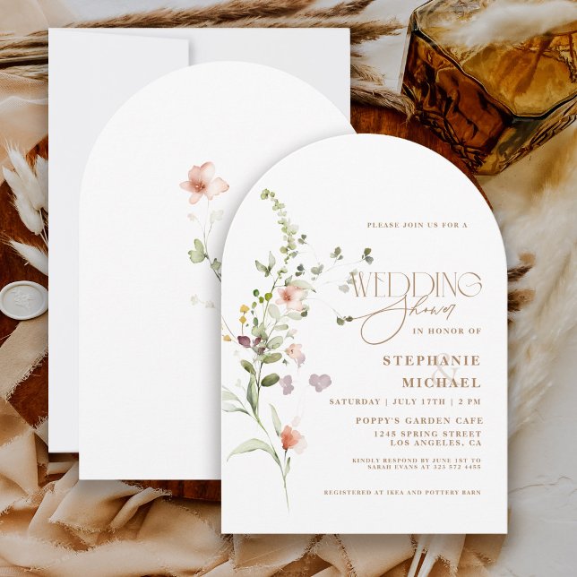 Modern Script Boho Flower Garden Wedding Shower Invitation (Creator Uploaded)