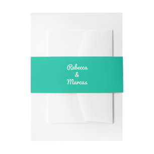 Modern Script Bold Mint Green Typography Wedding Invitation Belly Band