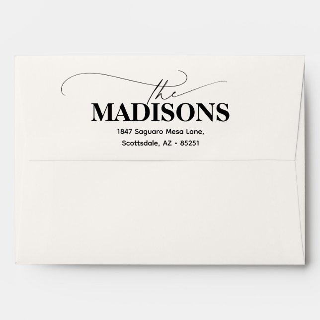 Modern Script Bold Name Wedding Envelope (Back (Top Flap))
