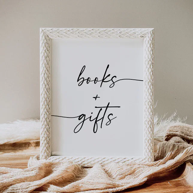 Modern Script Books and Gifts Baby Shower Sign | Zazzle