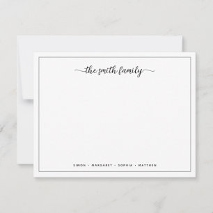 Modern Script Border Family Stationery Note Card