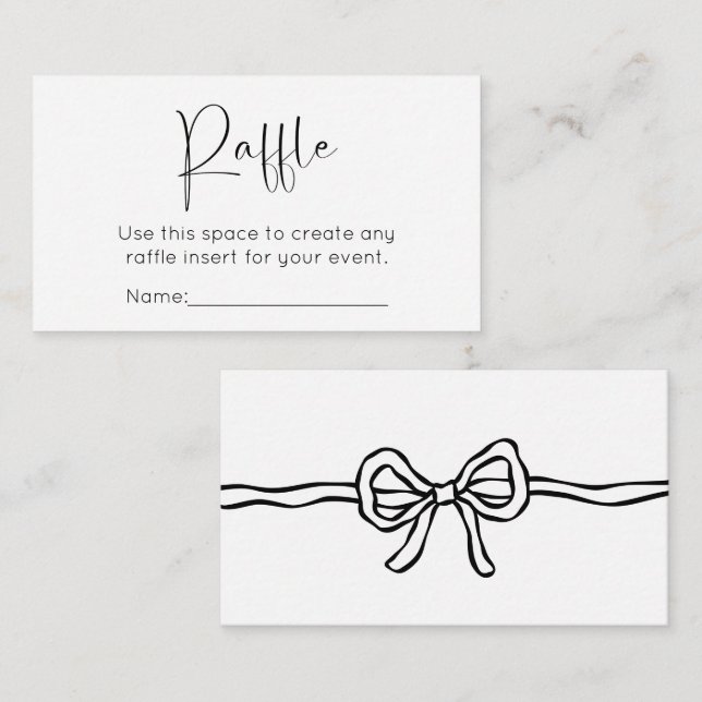 Modern Script Bow Bridal Shower Raffle Enclosure Card (Front/Back)