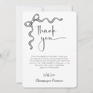 Modern Script Bow Bridal Shower Thank You Card