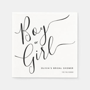 Modern Script Boy Or Girl Gender Reveal Party Napkins