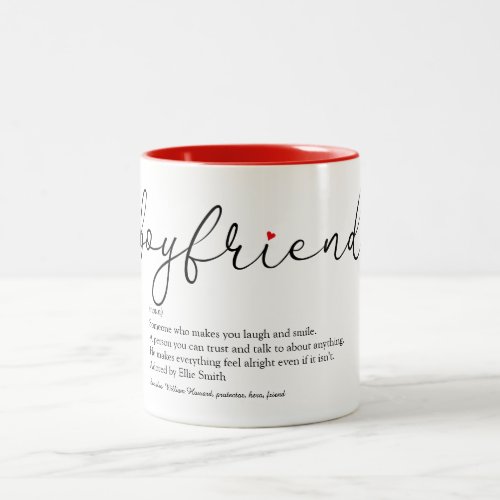 Modern Script Boyfriend Definition Love Heart Two_Tone Coffee Mug