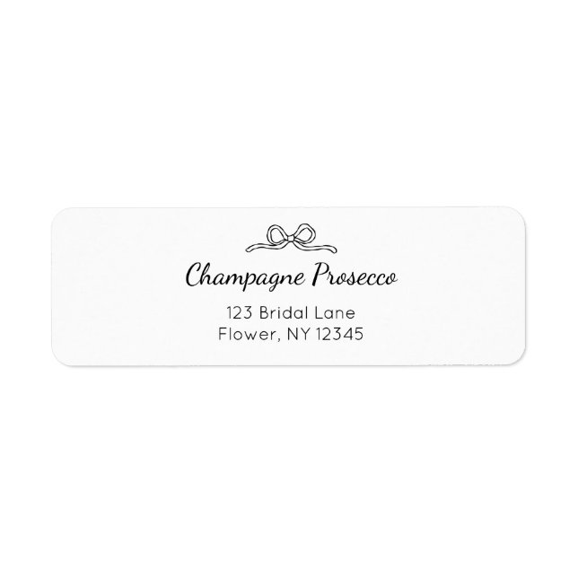 Modern Script Bridal Shower Bow Address Label (Front)