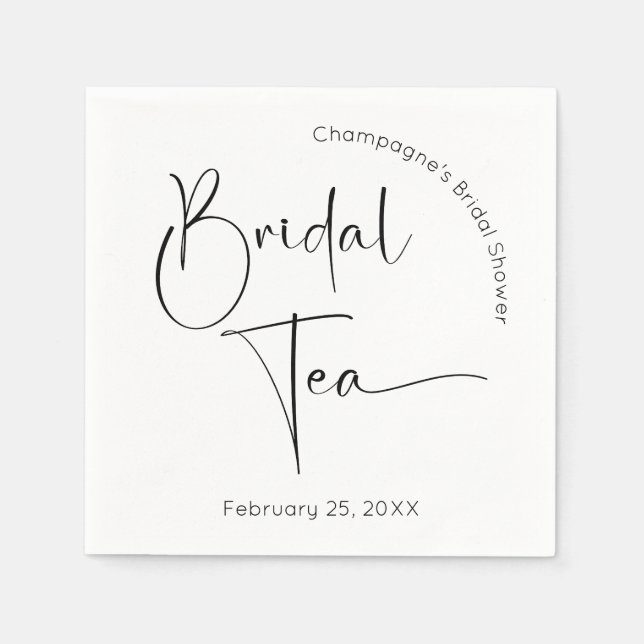 Modern Script Bridal Shower Bridal Tea Napkins (Front)