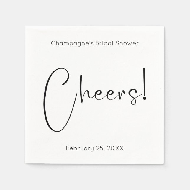Modern Script Bridal Shower Cheers Napkins (Front)