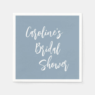 Modern Script Bridal Shower Custom Dusty Blue Napkins