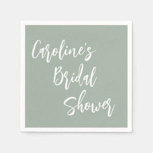 Modern Script Bridal Shower Custom Dusty Sage Napkins