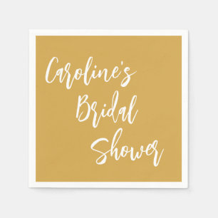 Modern Script Bridal Shower Custom Dusty Yellow Napkins