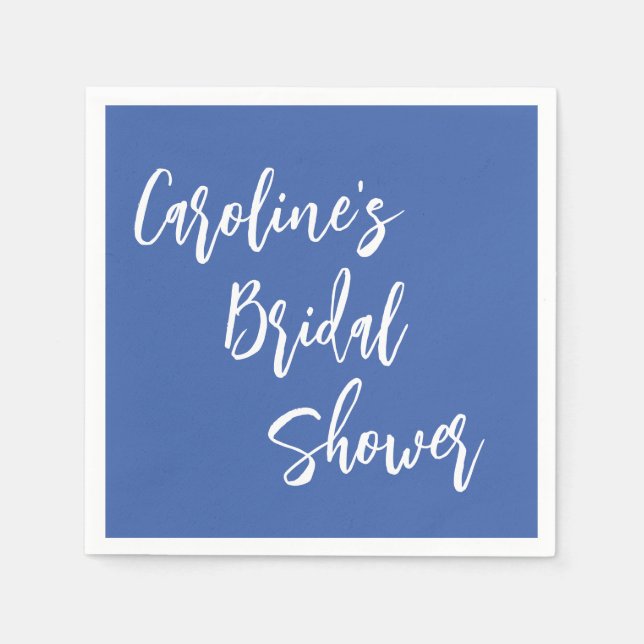 Modern Script Bridal Shower Custom French Blue Napkins (Front)