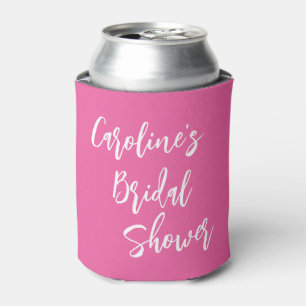 Modern Script Bridal Shower Custom Hot Pink Can Cooler