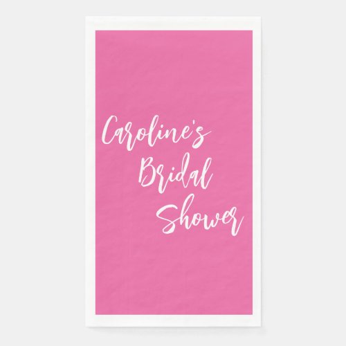 Modern Script Bridal Shower Custom Hot Pink Paper Guest Towels