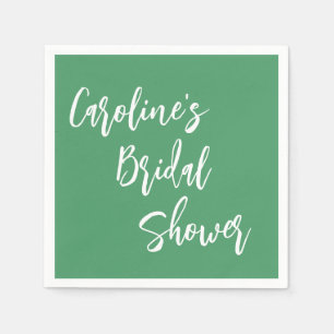 Modern Script Bridal Shower Custom Kelly Green Napkins