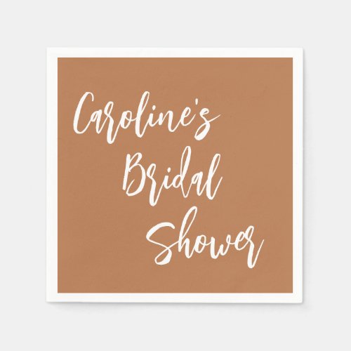 Modern Script Bridal Shower Custom Terracotta Napkins