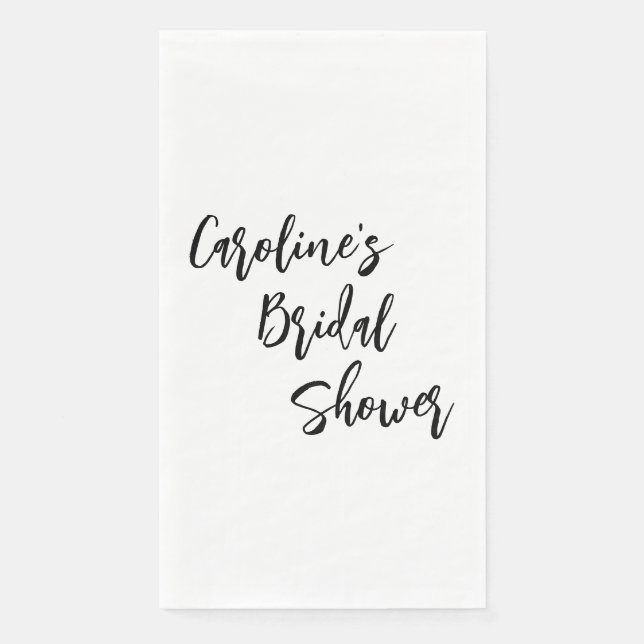 Modern Script Bridal Shower Custom White Paper Guest Towels (Front)