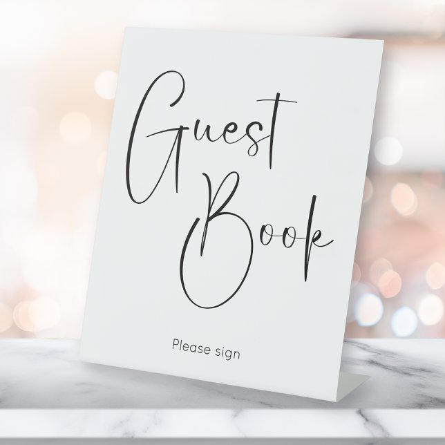 Modern Script Bridal Shower Guest Book Pedestal Sign (Creator Uploaded)