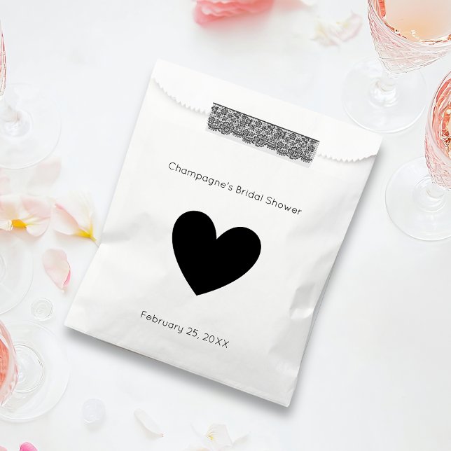 Modern Script Bridal Shower Heart Favor Bag (Creator Uploaded)