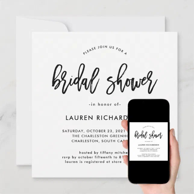 Modern Script Bridal Shower Invitation Zazzle