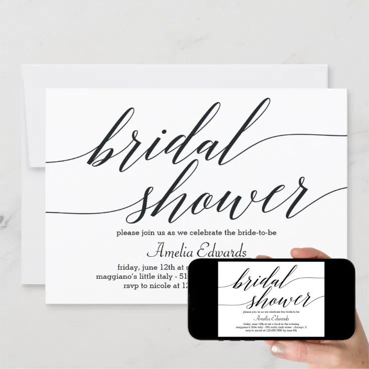 Modern Script Bridal Shower Invitation | Zazzle