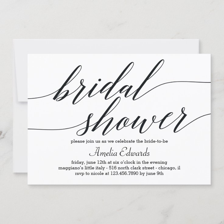 Modern Script Bridal Shower Invitation | Zazzle