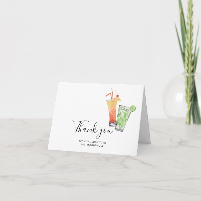 Modern Script Bridal Shower Letterpress Thank You Card (Front)