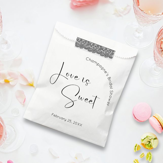 Modern Script Bridal Shower Love is Sweet Favor Bag (Creator Uploaded)