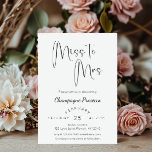 Modern Script Bridal Shower Miss to Mrs Invitation