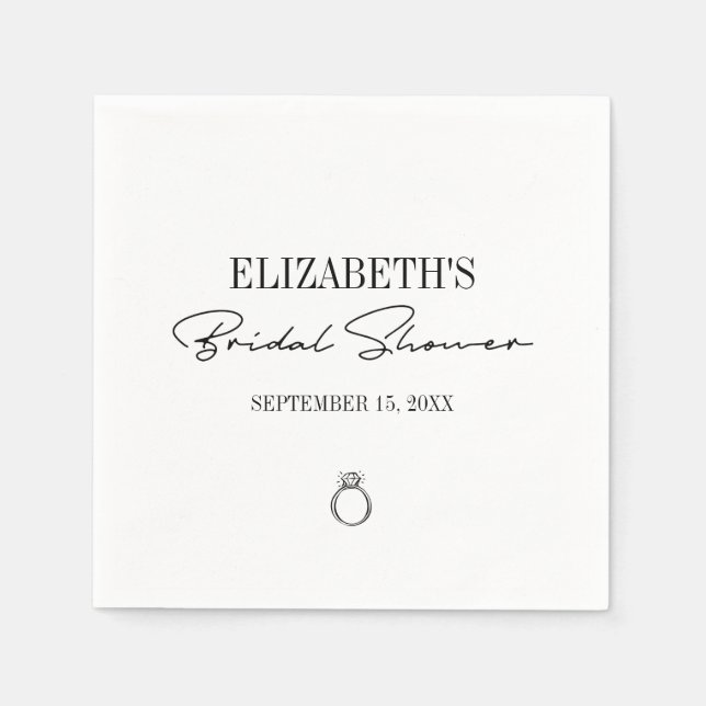 Modern Script Bridal Shower Napkins (Front)