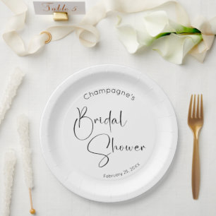 Modern Script Bridal Shower Paper Plates