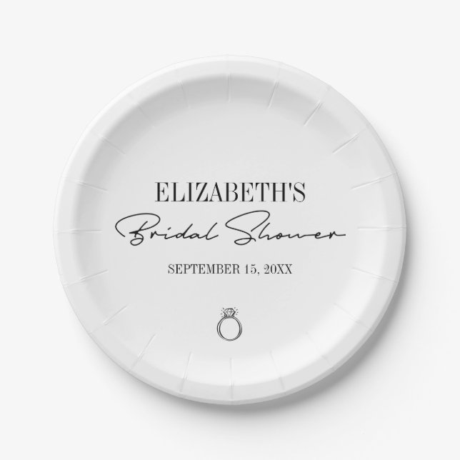 Modern Script Bridal Shower Paper Plates (Front)