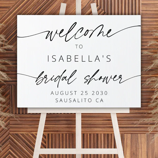 Welcome Modern Script Modern Script Bridal Shower Photo Welcome Sign | Zazzle