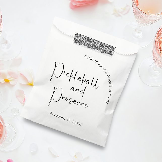 Modern Script Bridal Shower Pickleball & Prosecco Favor Bag (Creator Uploaded)