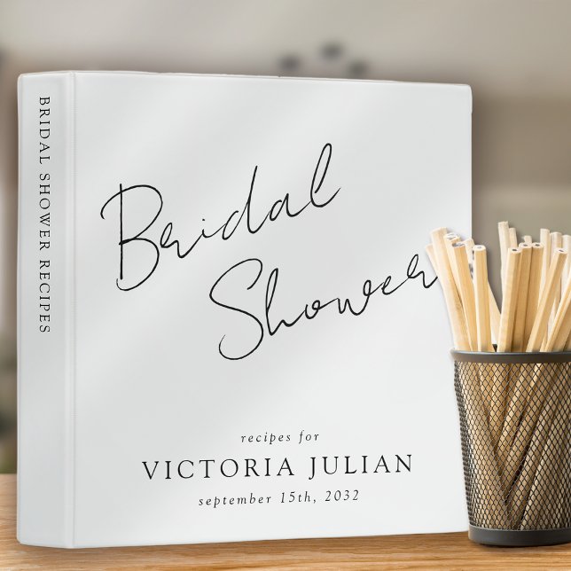 Modern Script Bridal Shower Recipe 3 Ring Binder (Creator Uploaded)