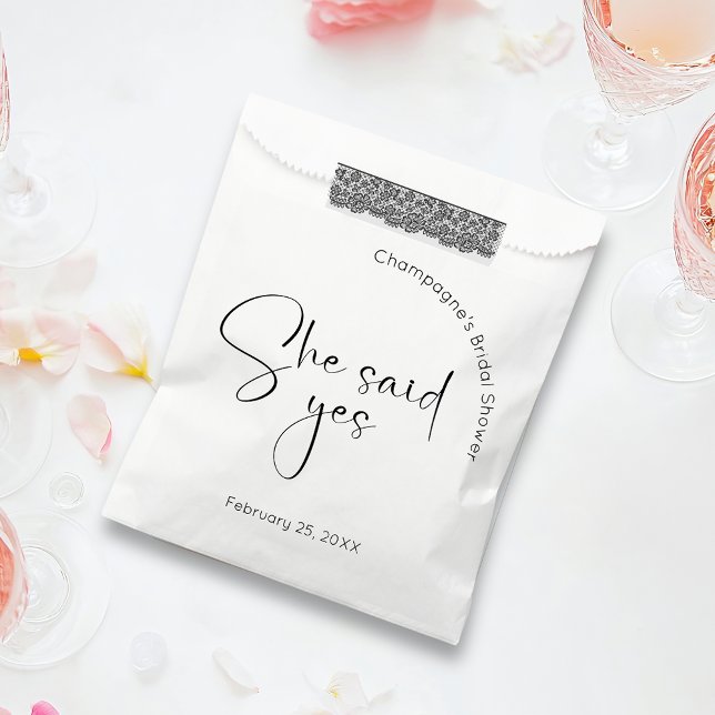 Modern Script Bridal Shower She Said Yes Favor Bag (Creator Uploaded)