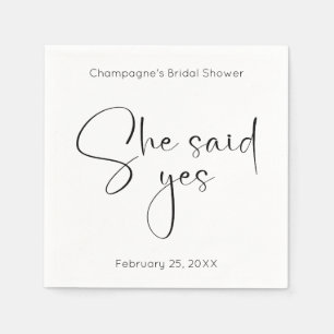 Modern Script Bridal Shower She Said Yes Napkins