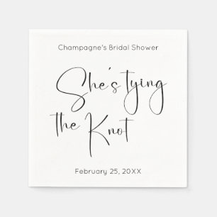 Modern Script Bridal Shower She's Tying The Knot Napkins