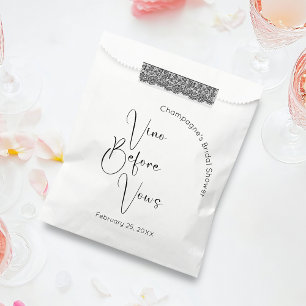 Modern Script Bridal Shower Vino Before Vows Favor Bag