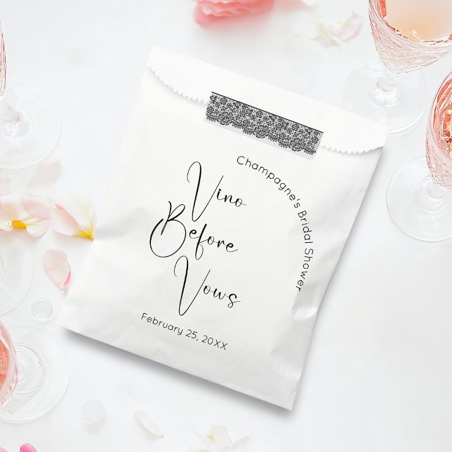 Modern Script Bridal Shower Vino Before Vows Favor Bag (Creator Uploaded)
